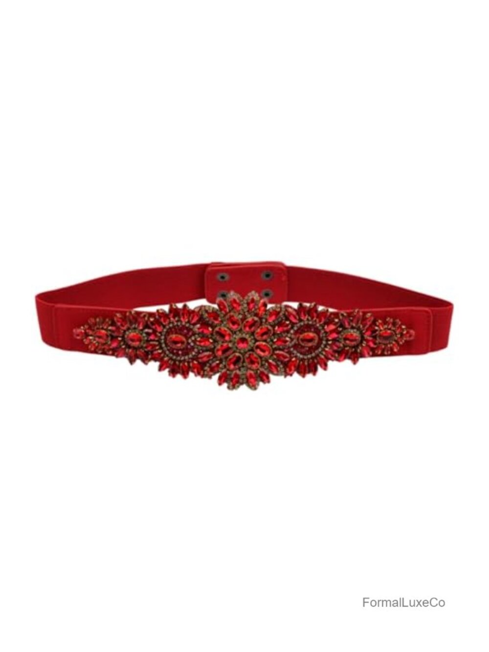 Crystal Rhinestone Elastic Waist Belt Jeweled Flower Strap